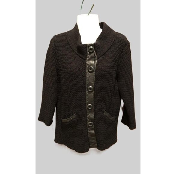 Classiques Entier Atelier, Merino Wool Sweater Jacket w/Leather Trim, Small - Picture 1 of 14